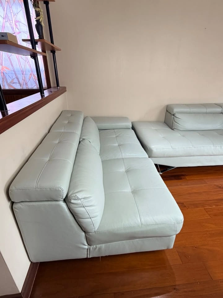 Light Grey Leather Sofa Set (3-Seater + 2-Seater) – Hidden Stora - photo 3