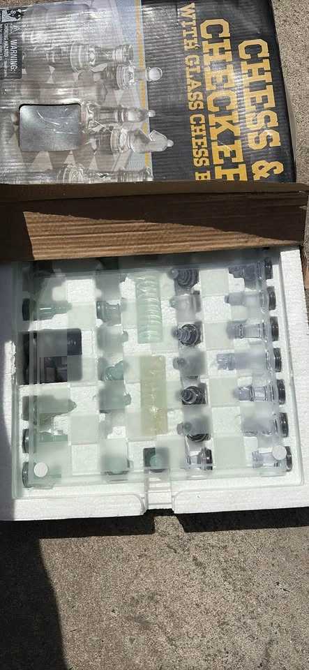 Glass Chess & Checkers Set – Complete - photo 2