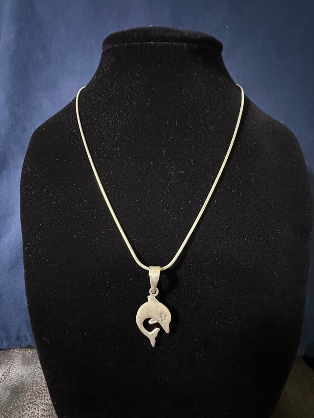 Sterling Opal Dolphin Pendant & Silver Chain - photo 2