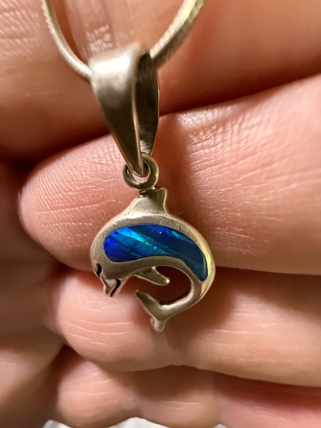 Sterling Opal Dolphin Pendant & Silver Chain - photo 3