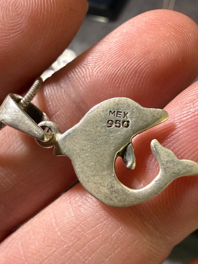 Sterling Opal Dolphin Pendant & Silver Chain - photo 4