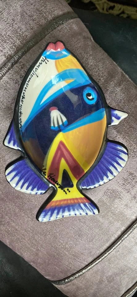 Ben Diller Hand-Painted Triggerfish Ceramic Bowl/Platter