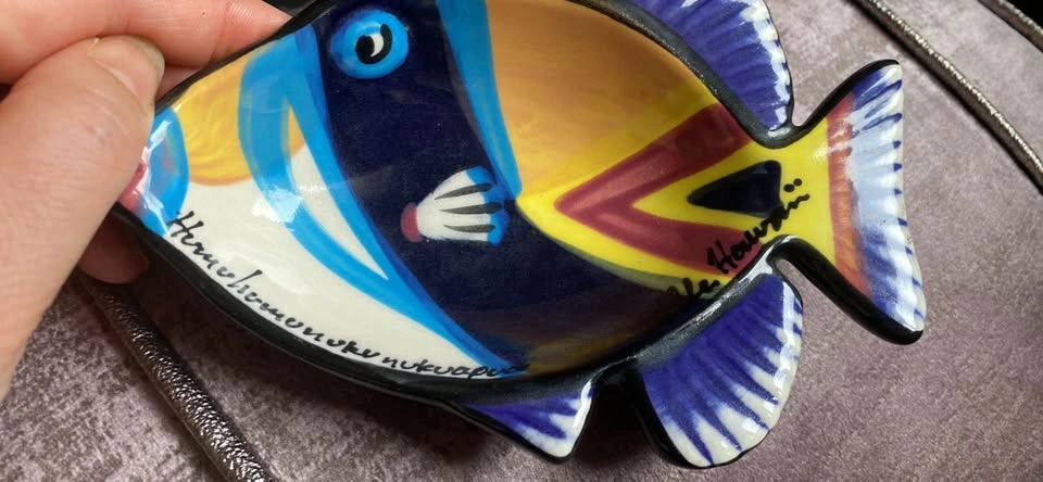 Ben Diller Hand-Painted Triggerfish Ceramic Bowl/Platter - photo 2