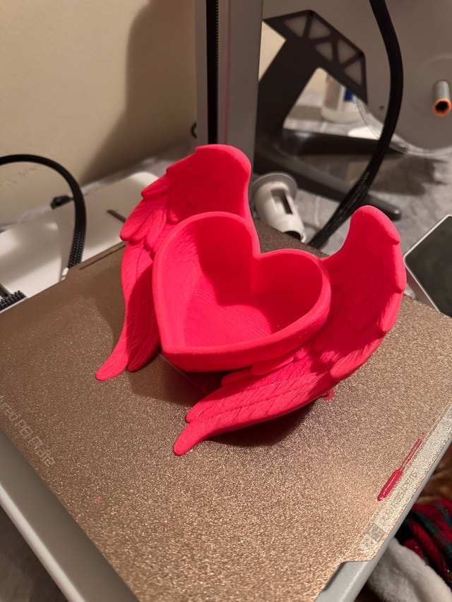 Handmade 3D printed angel wings heart - photo 2
