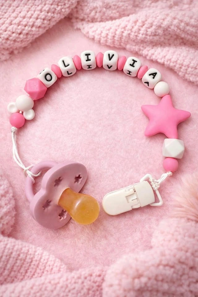 Handmade Personalized Pacifier Clips – Custom Baby Name Gifts