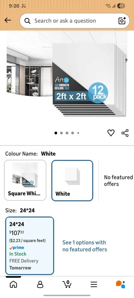 Art3d 12-Pack Smooth Drop Ceiling Tile 2x2 ft Off White PVC - photo 2