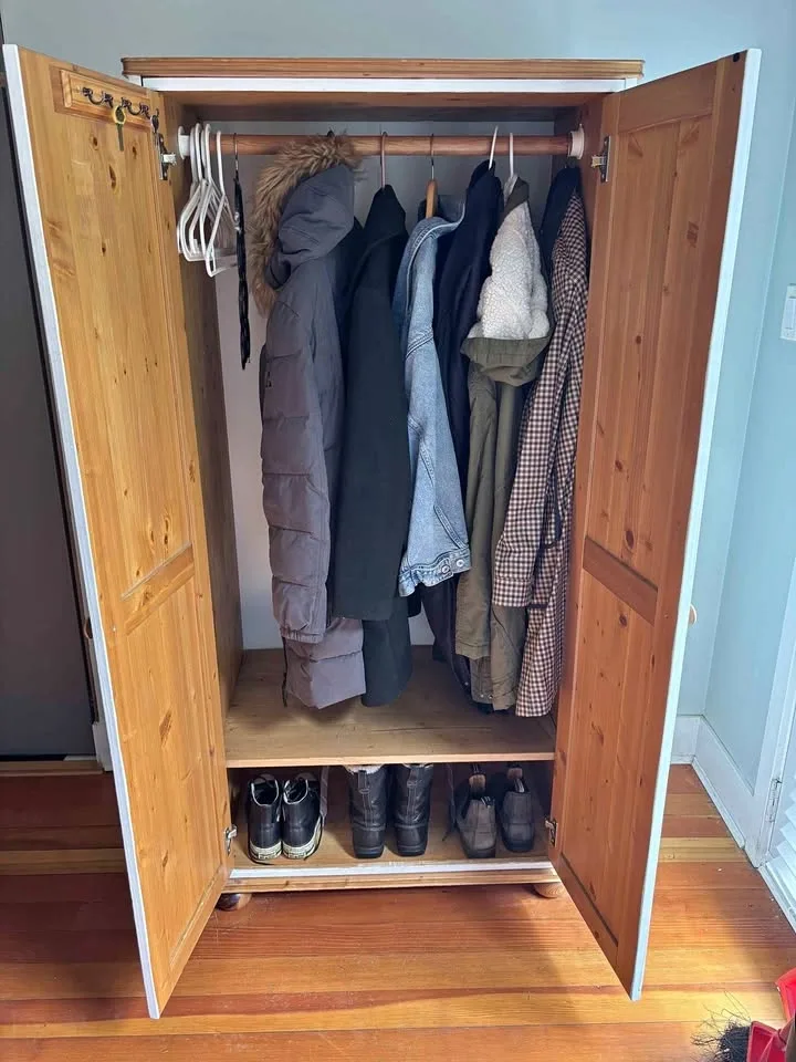 Apartment sized Vintage customized wardrobe armoire with extra h