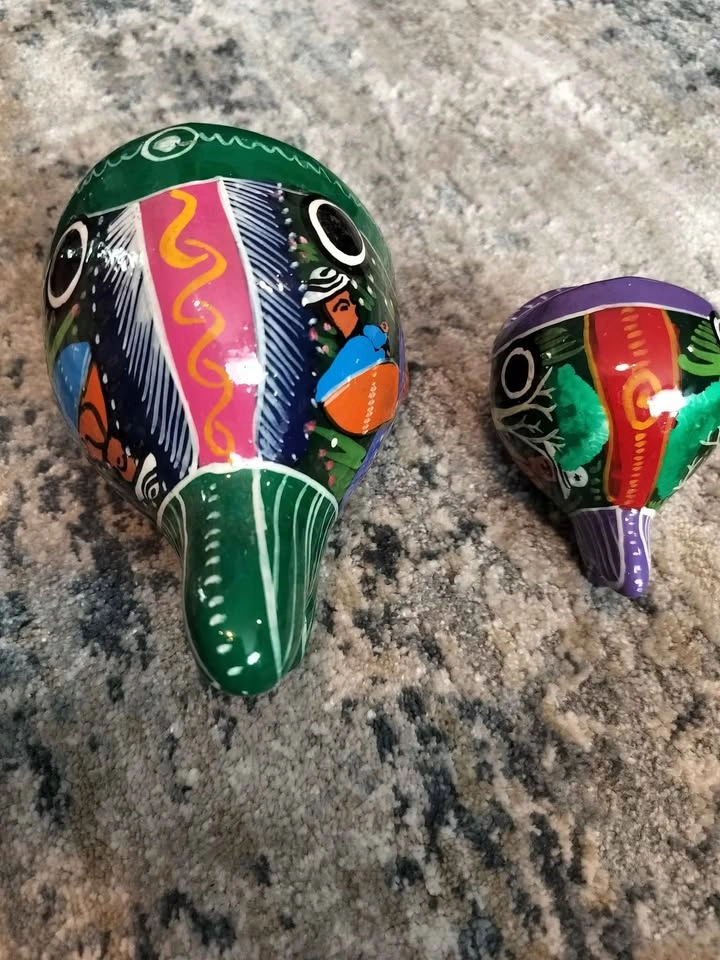 Vintage Mexican Hand Painted Fish Figurines Jewelry Holders - photo 3