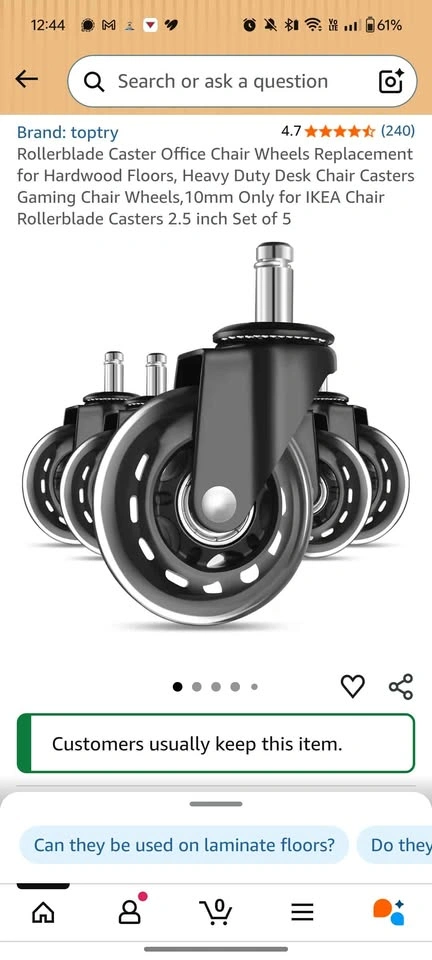 Office chair on upgraded caster wheels - photo 4