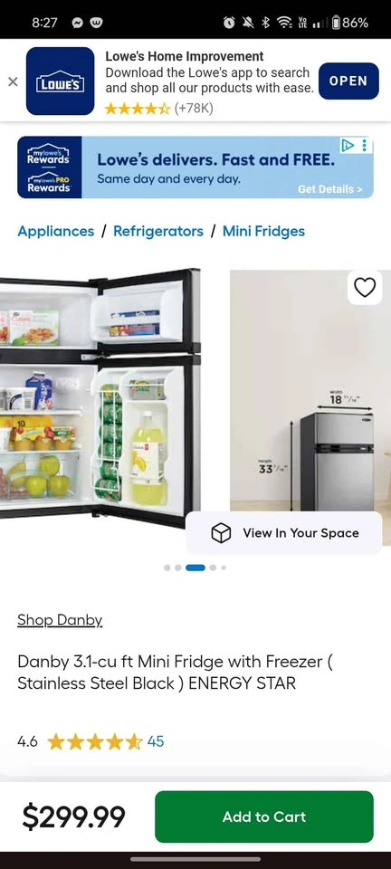 Perfect condition Danby mini fridge with freezer - photo 2