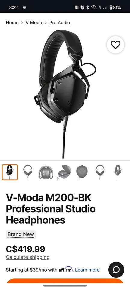 V-Moda M200 black professional studio headphones