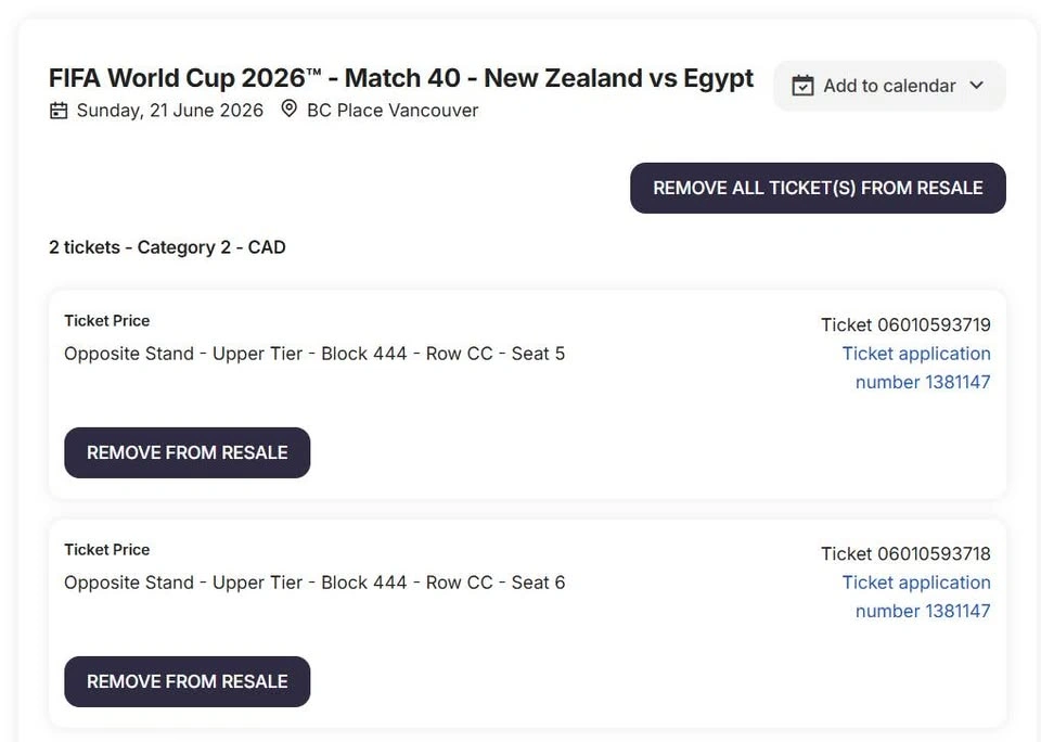 Vancouver FIFA Tickets - Group Stage Games - photo 3