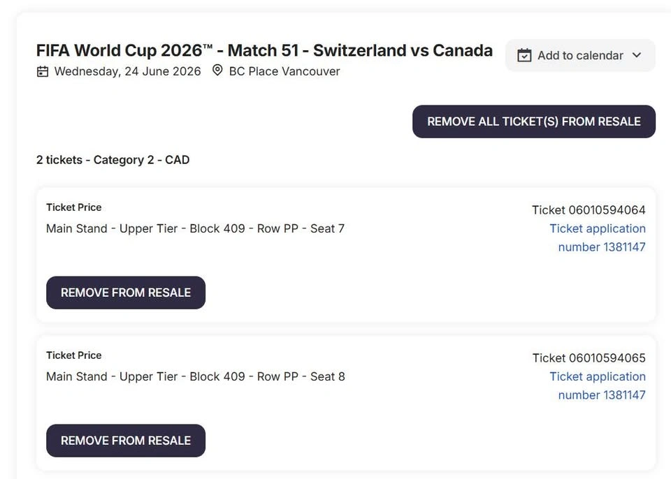 Vancouver FIFA Tickets - Group Stage Games - photo 4