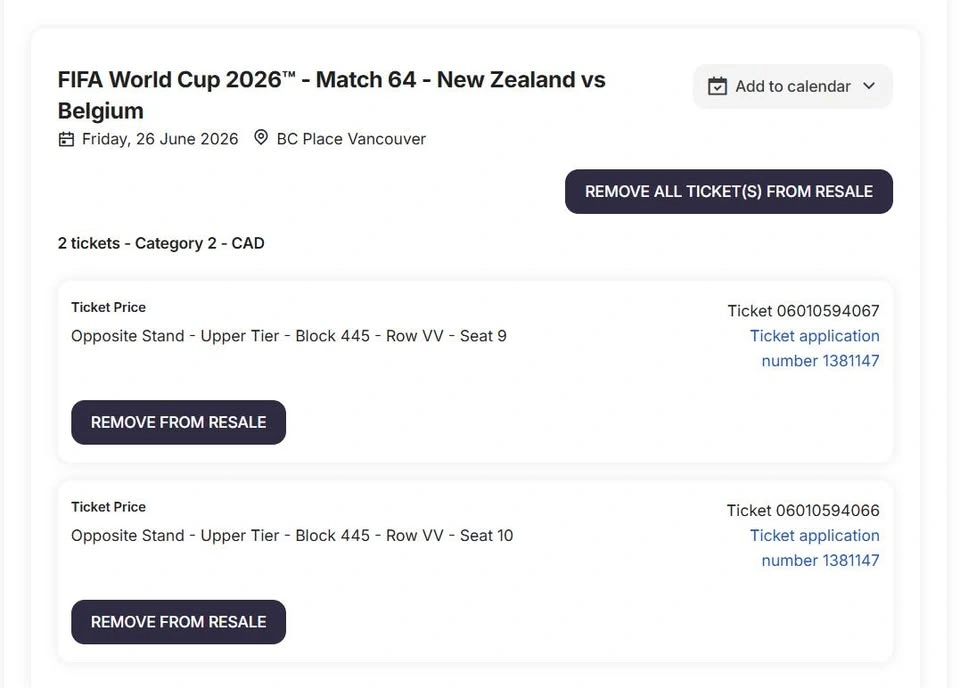 Vancouver FIFA Tickets - Group Stage Games - photo 5