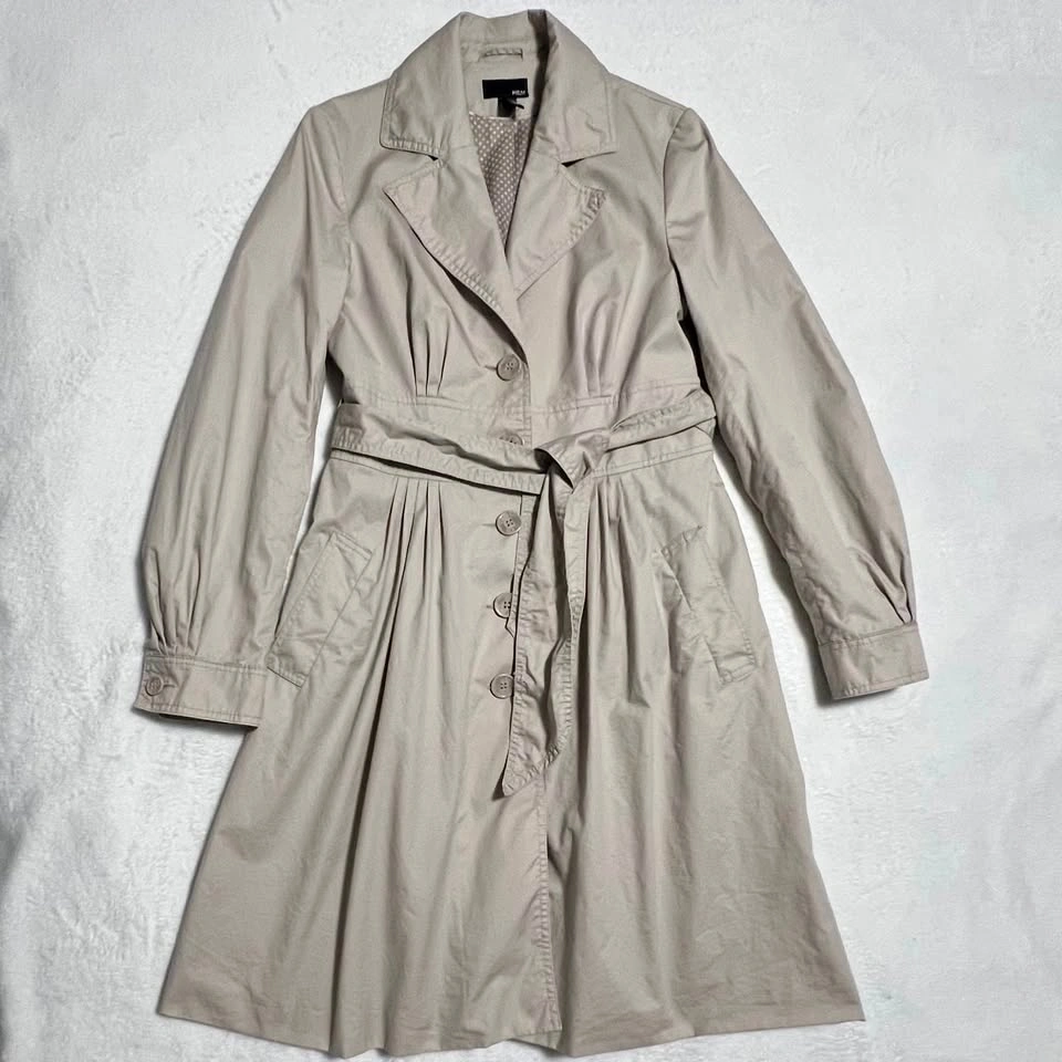 H&M Trench Coat Womens Button Up Belted / Beige / Size CA 8 US 8