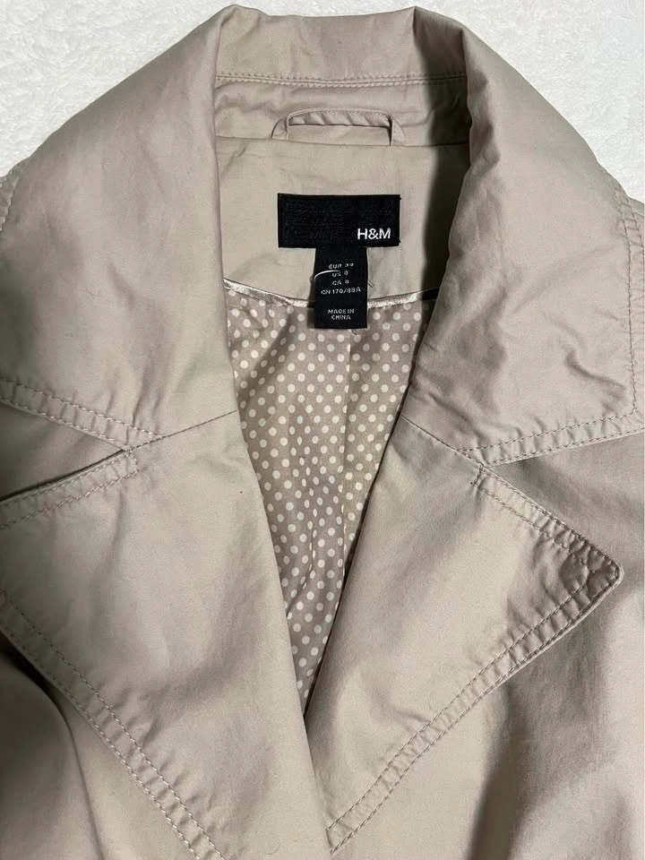 H&M Trench Coat Womens Button Up Belted / Beige / Size CA 8 US 8 - photo 3