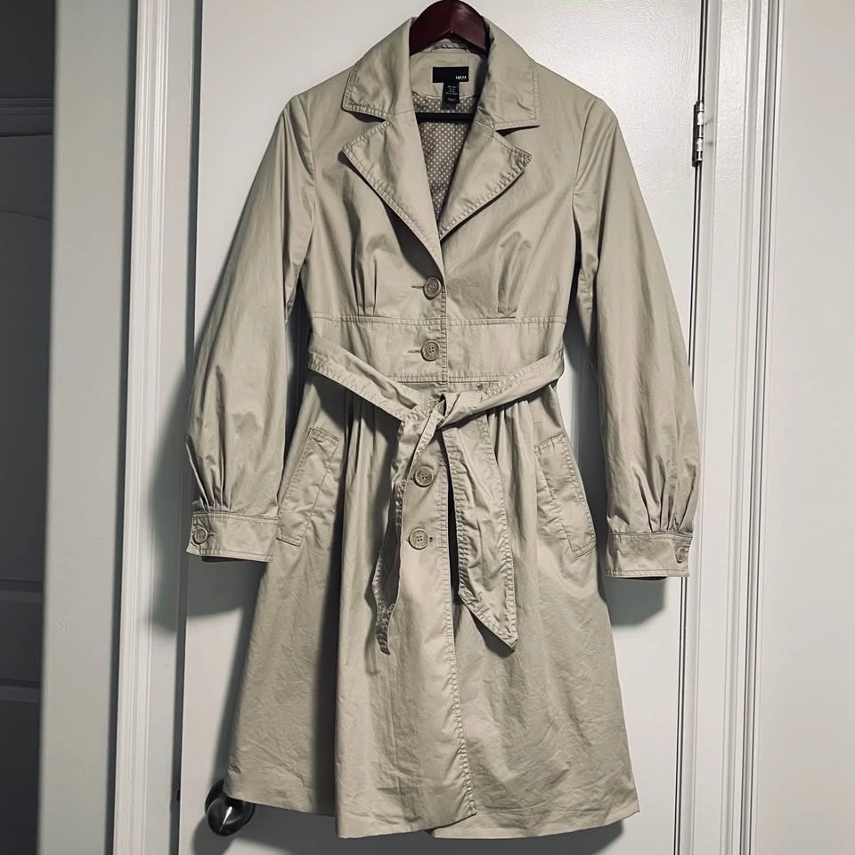 H&M Trench Coat Womens Button Up Belted / Beige / Size CA 8 US 8 - photo 4