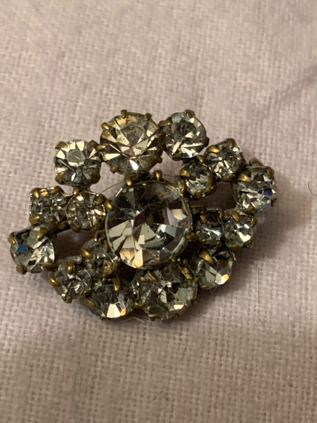 Vintage Brooch with Faux Diamonds