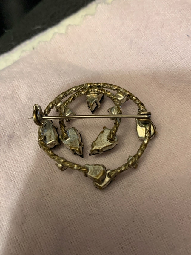 Vintage Brooch with Dark Stones & Iridescent Accents - photo 2
