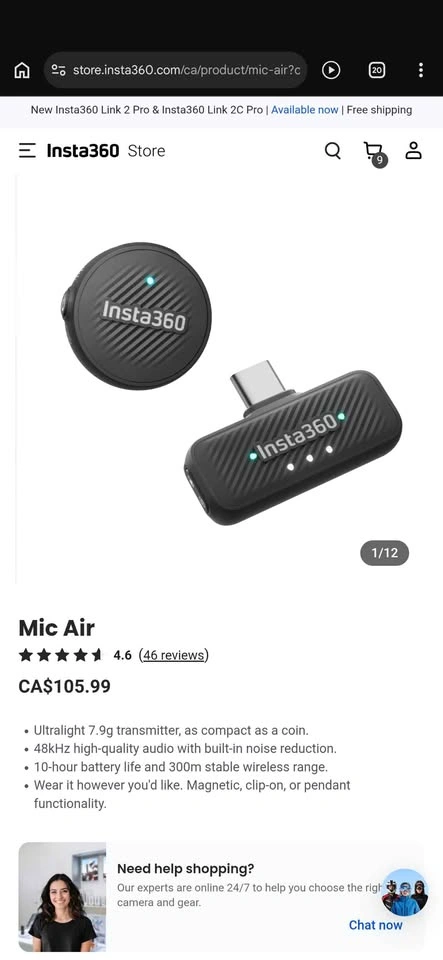 Insta360 Mic Air (Combo) Wireless Microphone - photo 2
