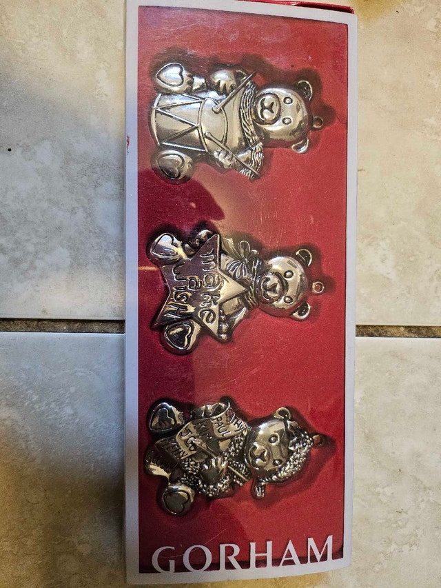 Gorham Teddy Bear Ornaments - Set of 3