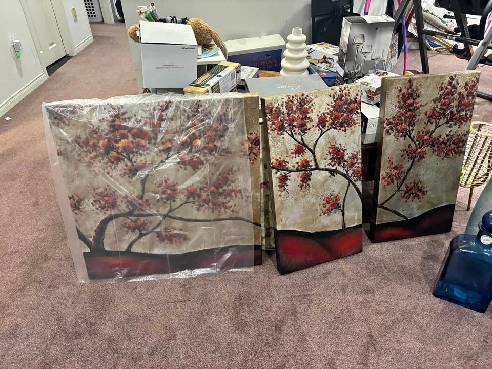 Set of 3 Red Paintings