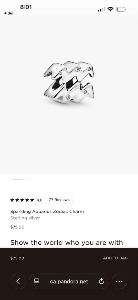Pandora Sparkling Aquarius Zodiac Charm - photo 3