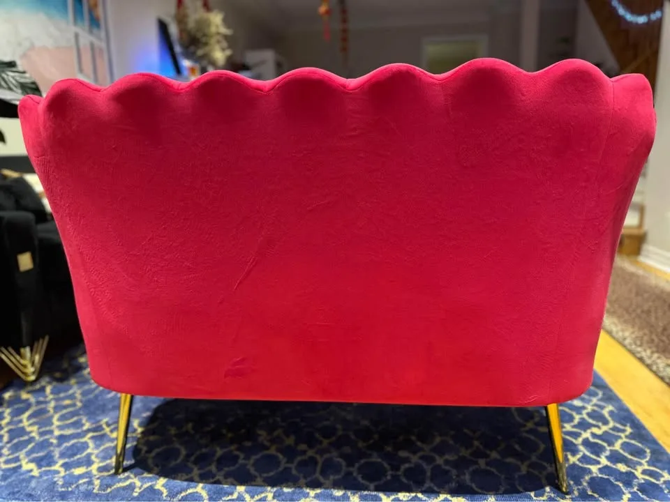 Modern Velvet Loveseat Sofa – Hot Pink – Excellent Cond. image indicator(9)