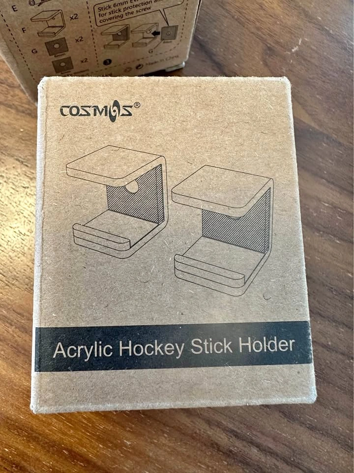 2 Packs NEW Acrylic Hockey Stick Wall Mount Holders (2 per pack)