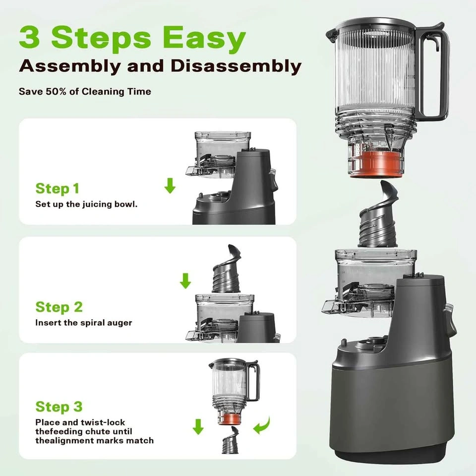 YOYDS Cold Press Juicer, 5.3" Wide Chute, Slow Masticating - photo 5