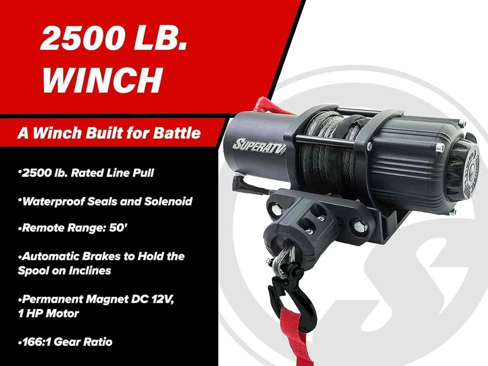 SuperATV Black Ops 2500 LB UTV/ATV Winch Kit (50' Rope) - photo 4
