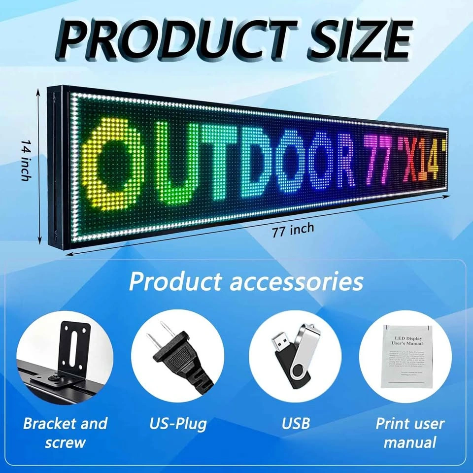 Sealed YZ MEINUOYI Outdoor LED Sign - WIFI Programmable P10 (77" - photo 5