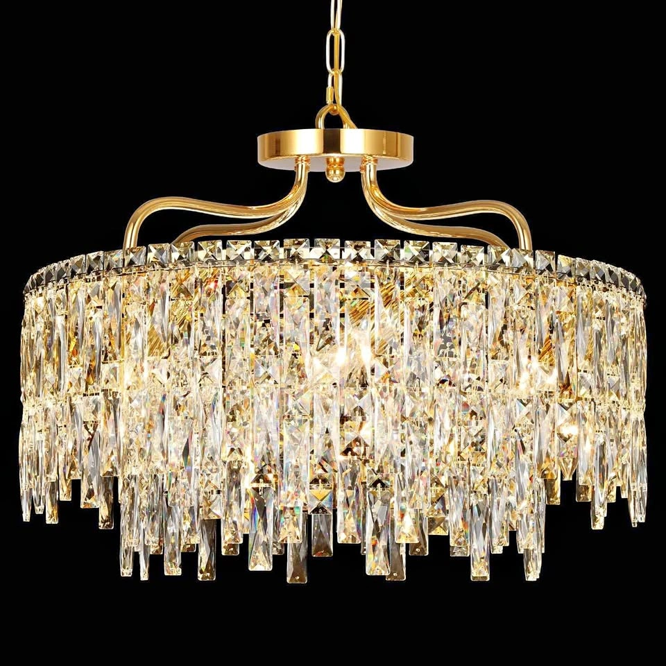 Modern Gold Crystal Chandelier - 8 Light D24