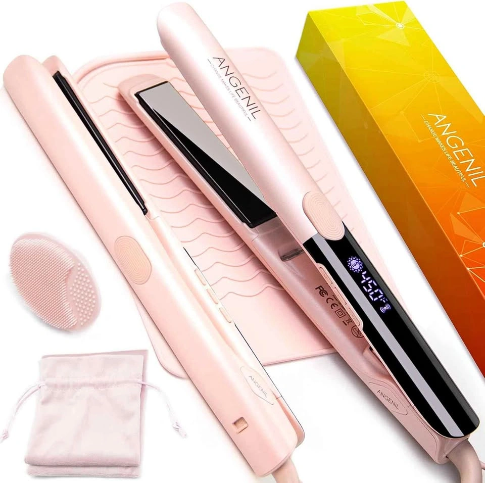 ANGENIL Pro Titanium 2-in-1 Hair Straightener & Curler (Pale Pin