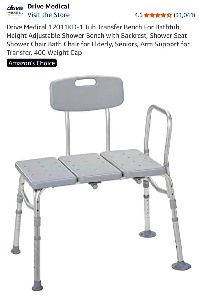 Drive Medical Tub Transfer Bench w/ Backrest