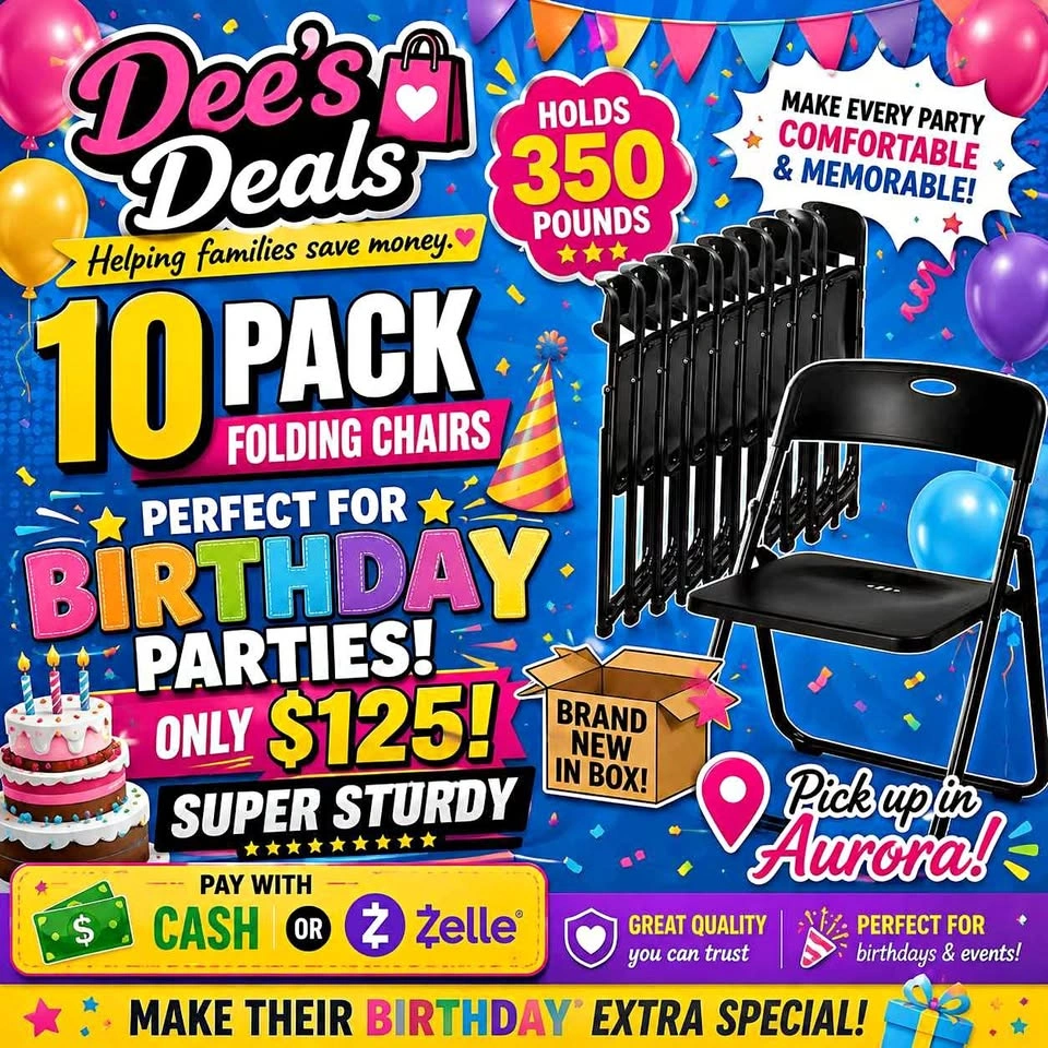 10 Pack Heavy Duty Folding Chairs - Brand New in Box!