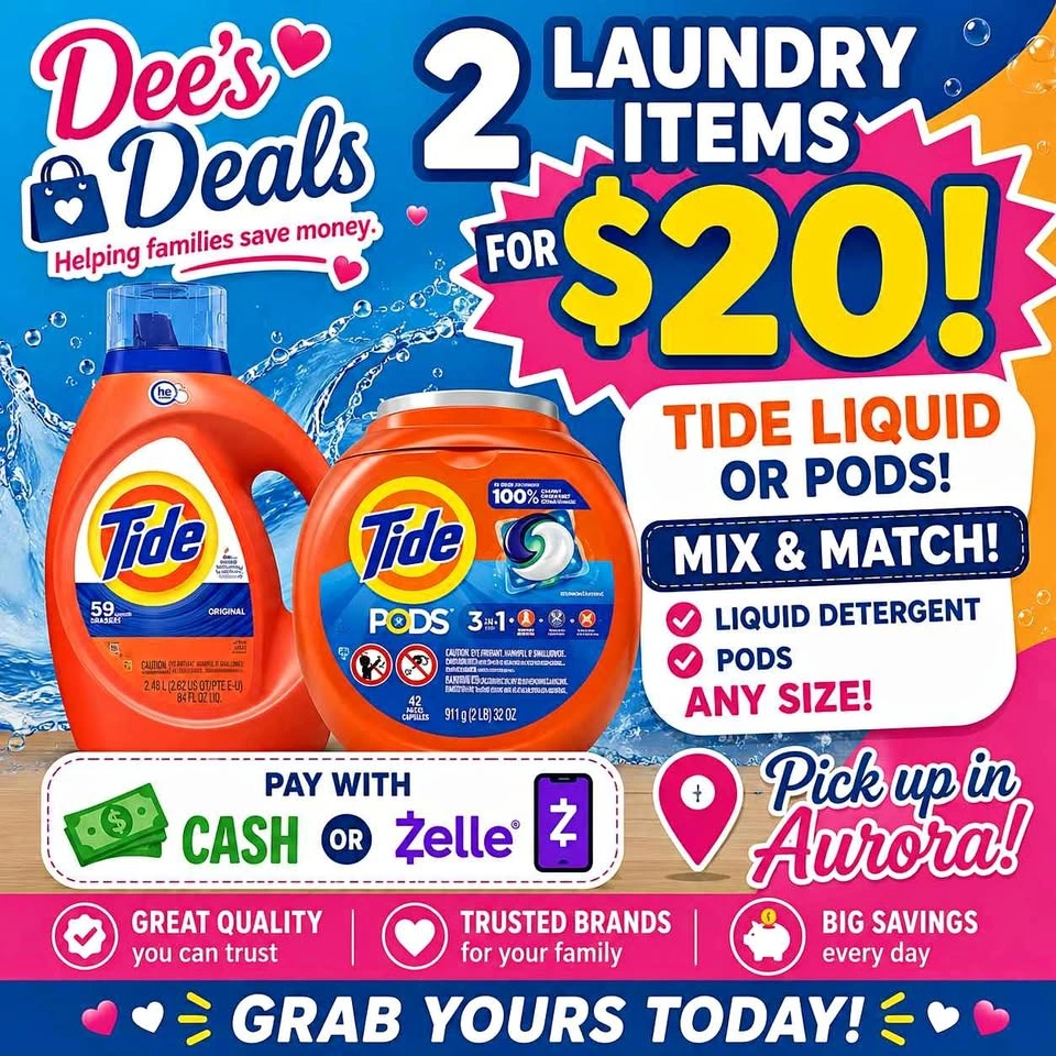 Tide or Gain Laundry Detergent 2 for $20!!