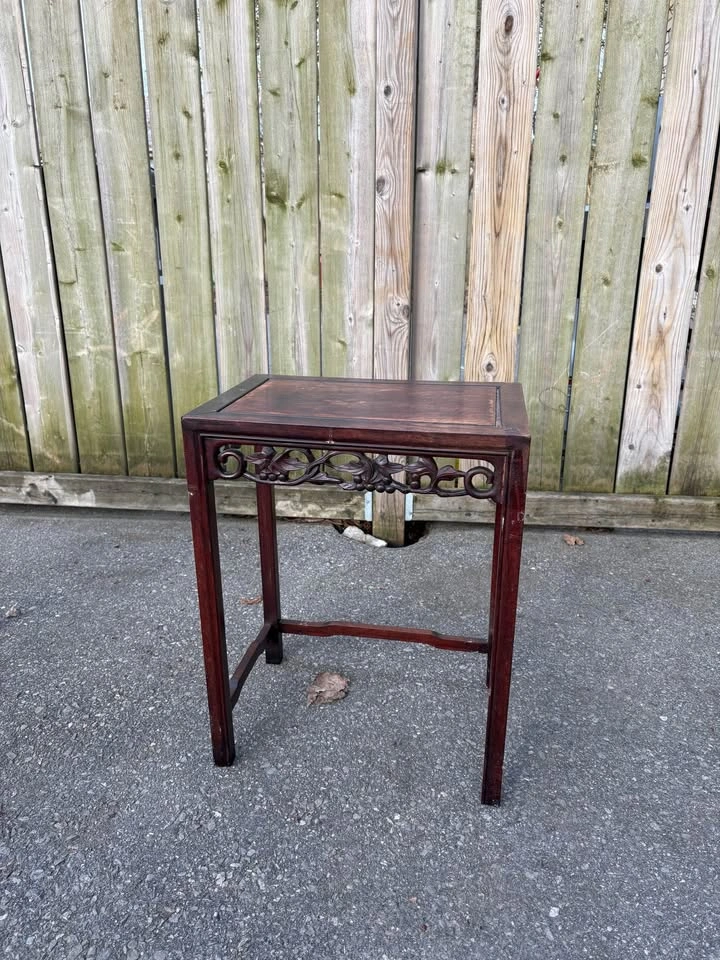 Vintage Dark Wood Carved Accent Table - photo 2