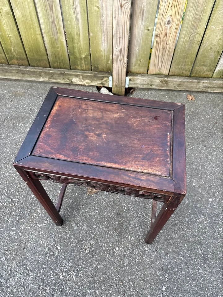Vintage Dark Wood Carved Accent Table - photo 4