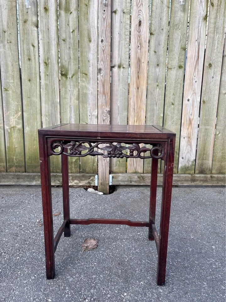 Vintage Dark Wood Carved Accent Table - photo 5