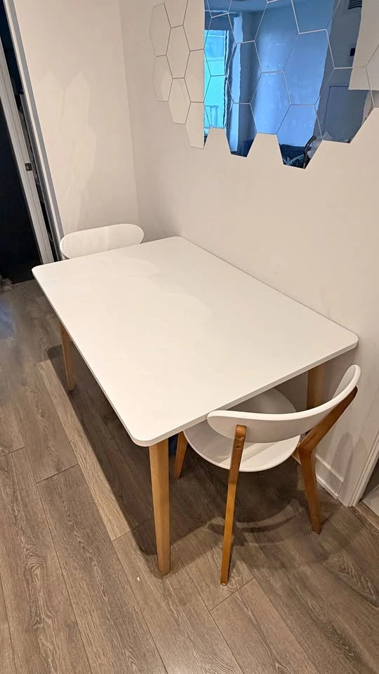 White Dining Table Set with 4 Chairs