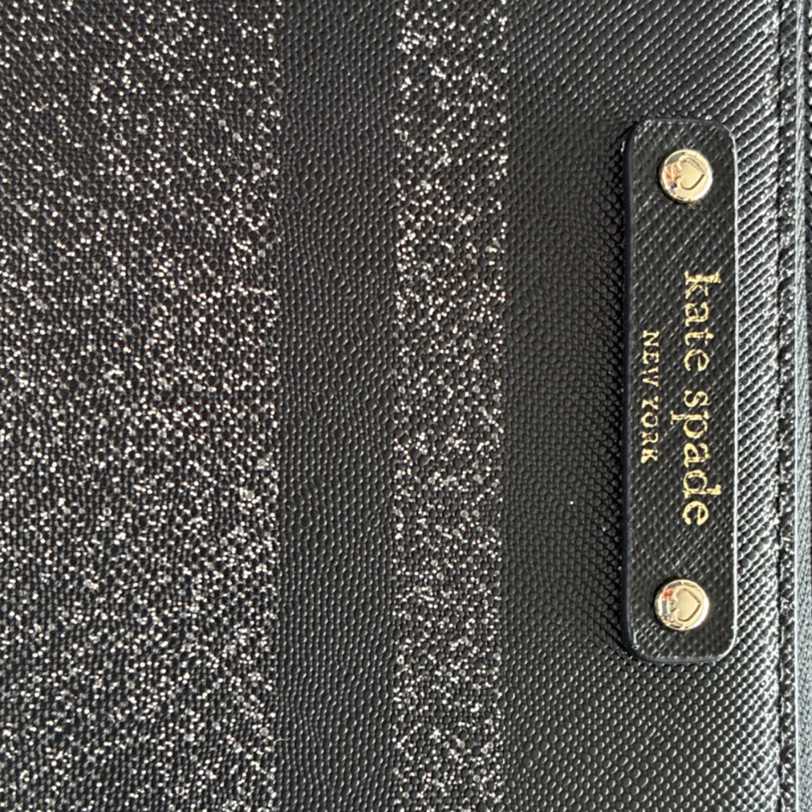 Kate Spade New York Black Glitter Striped Zip-Around Wallet - photo 2