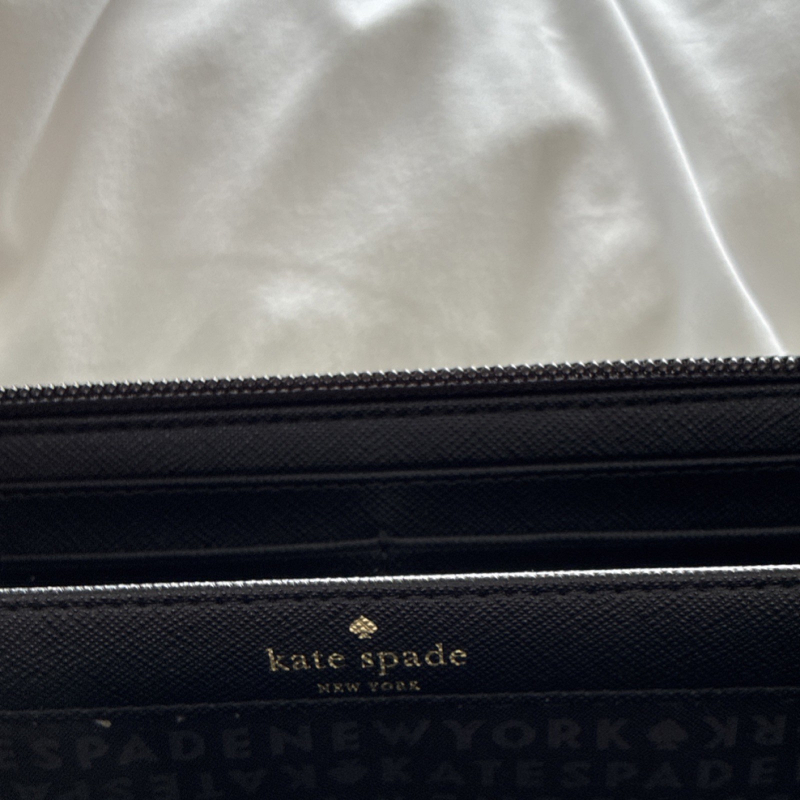 Kate Spade New York Black Glitter Striped Zip-Around Wallet - photo 3