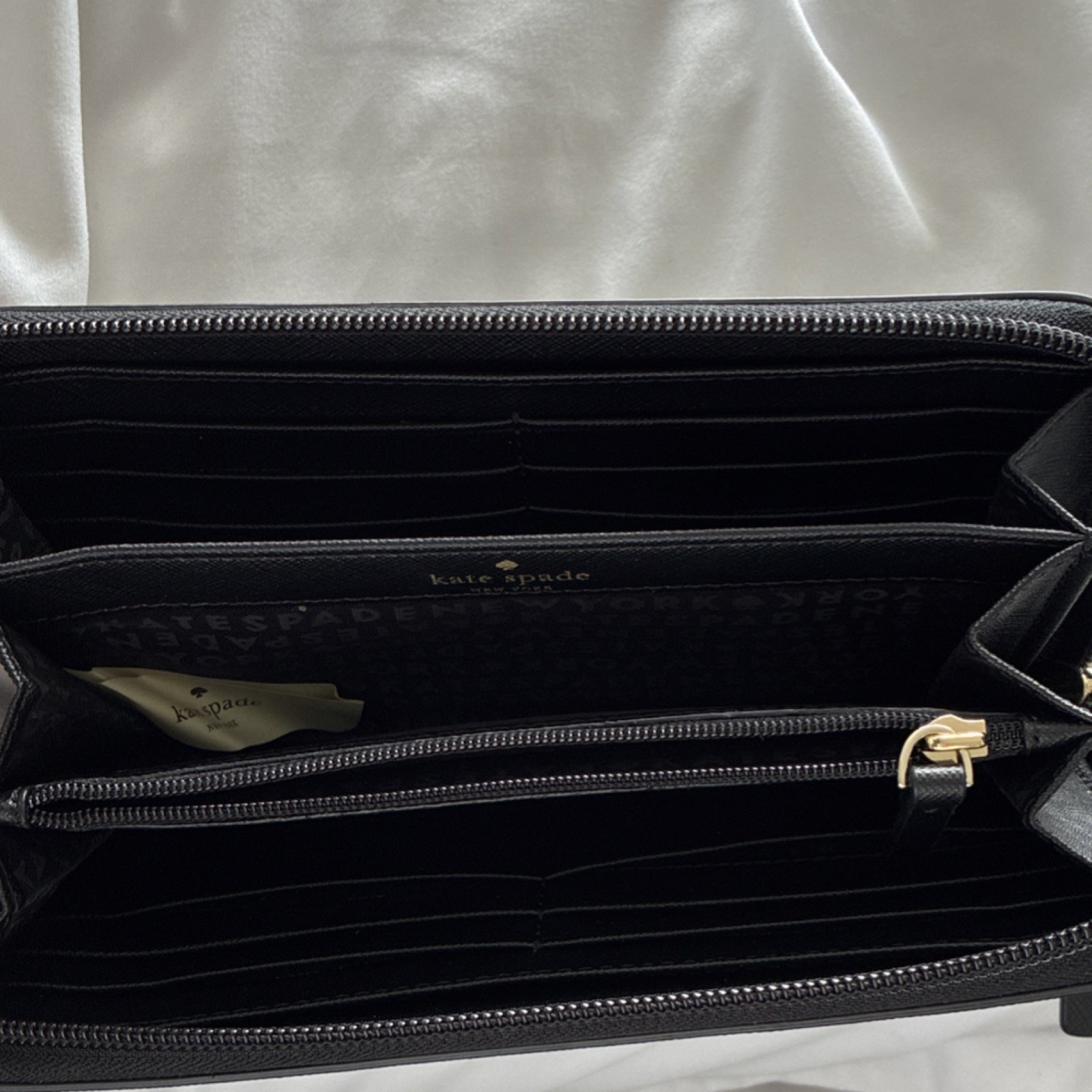 Kate Spade New York Black Glitter Striped Zip-Around Wallet - photo 4