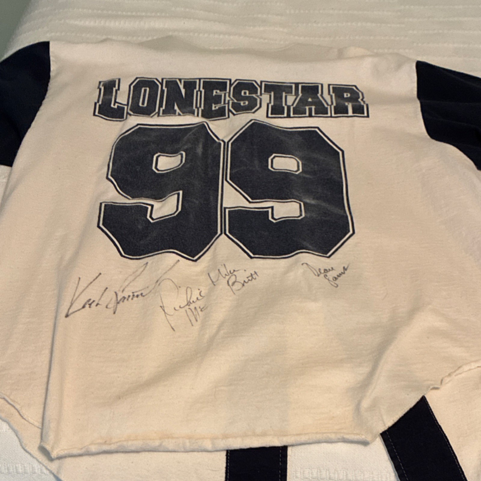 Lone Star autographed L White/Black Button-Front Baseball Jersey