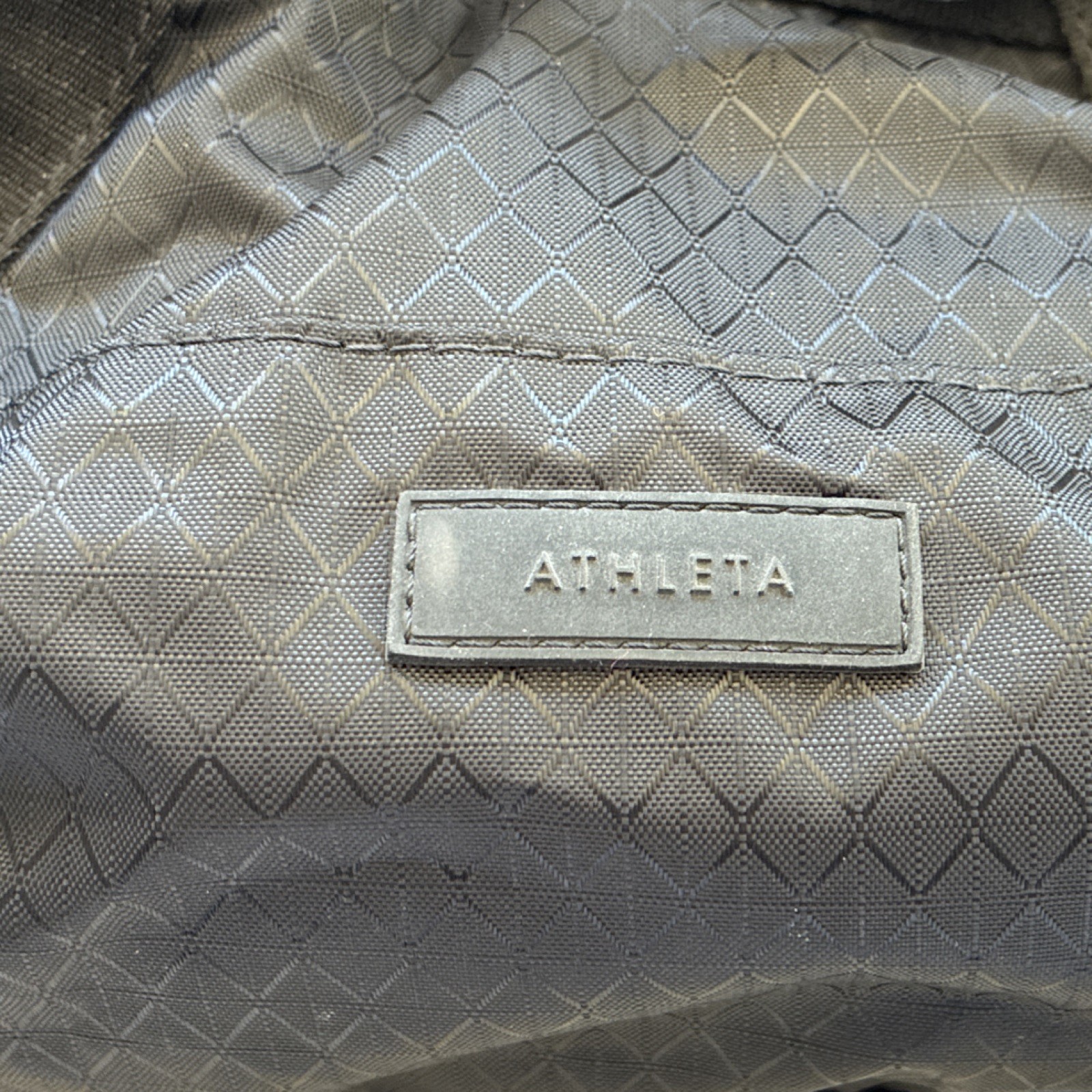 Athleta Black Nylon Gym Bag Adjustable Strap Zip Closure