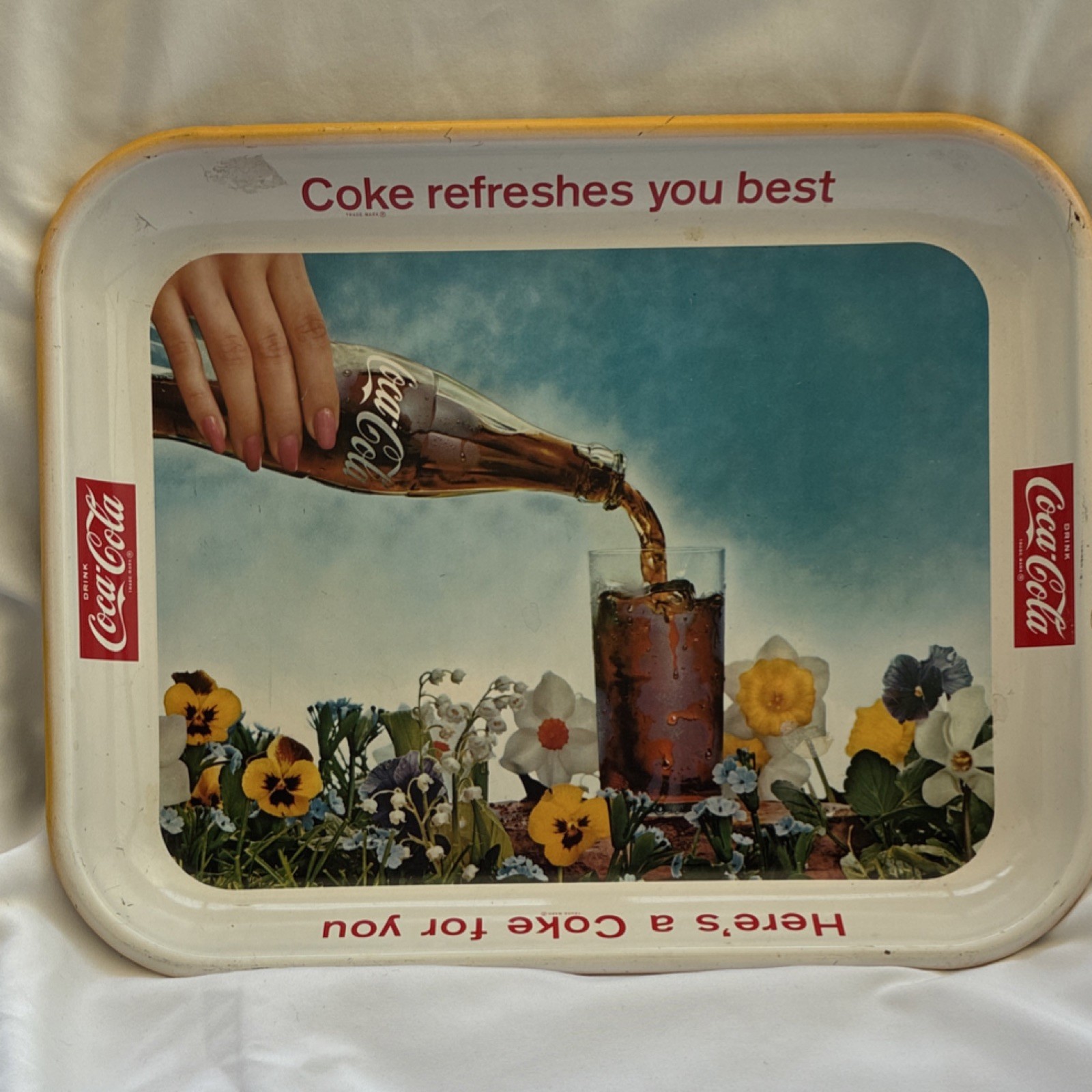 Coca-Cola Soda Advertising Tray "Coke refreshes you best"