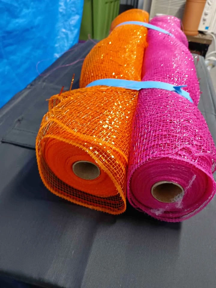 Sparkly Orange & Pink Deco Mesh Rolls