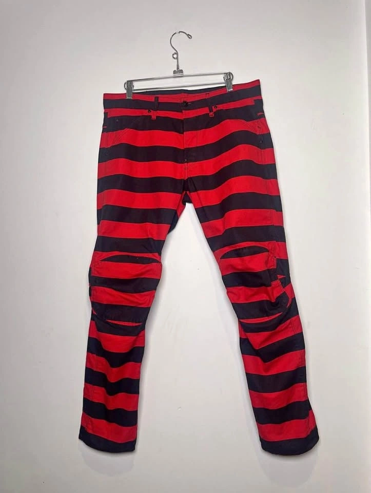 G-Star RAW 5622 3D Tapered Pants | Red & Black Stripe