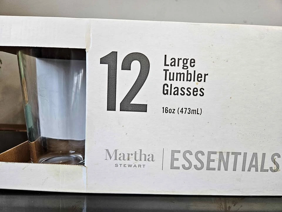 Martha Stewart 12pc Tumbler Glass Set – 16oz - MOVING SALE!